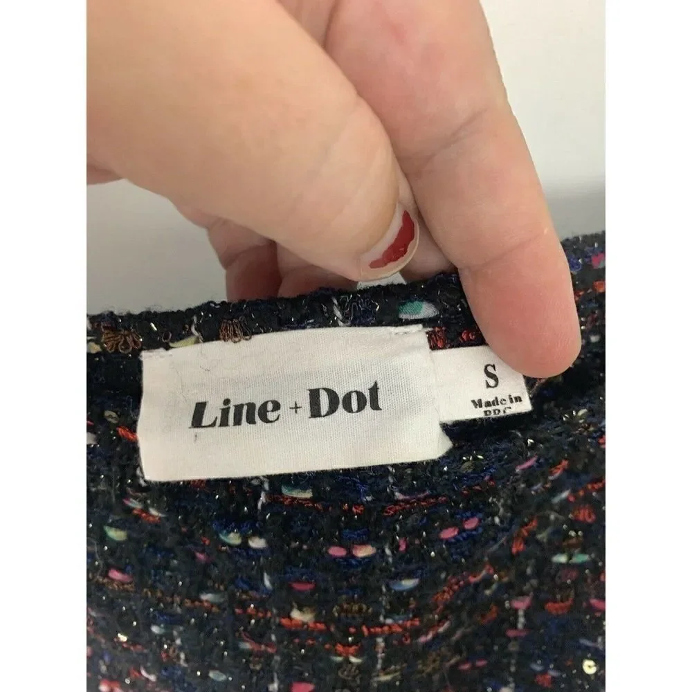 Women’s Line + Dot Multi Color Anya Tweed Crop Top Fringe S